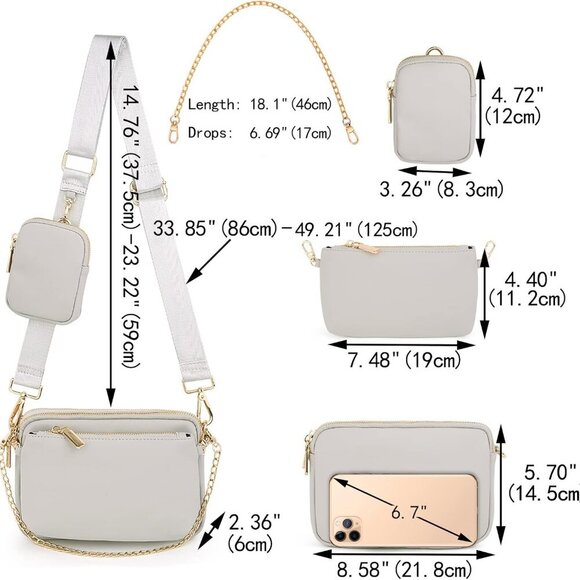Small Crossbody Bags for Women 3 in 1 Trendy Belt Purse Fashion Designer Mini Cu - Picture 6 of 8